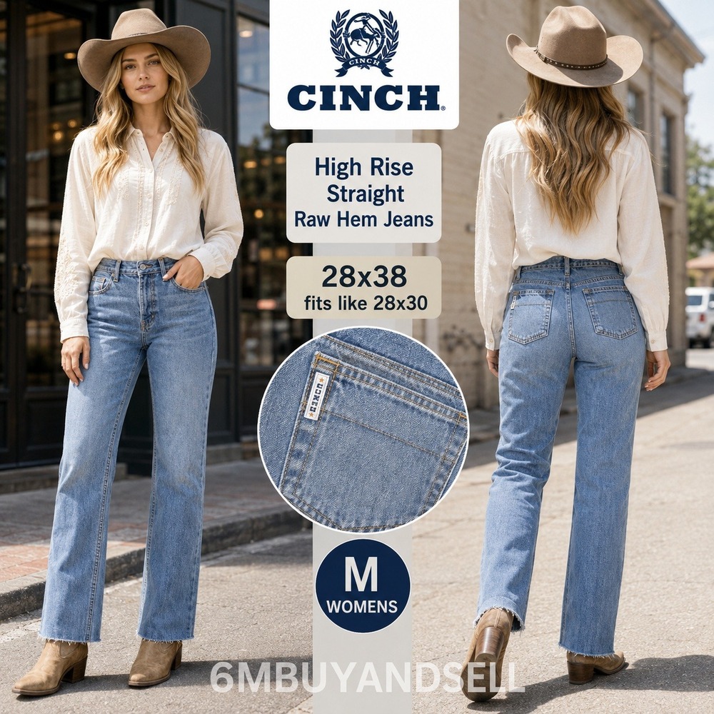 Cinch Up Womens High Rise Straight  Raw Hem Jeans Medium Wash MB92834003 28x30